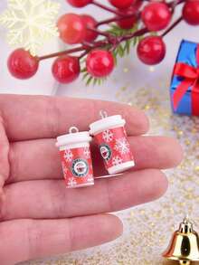 5pcs/10pcs Charming Cute Snowflake Coffee Cup Pendant Resin Small Decorations, Resin Ornaments Micro Items Junk Charms, DIY Handmade Jewelry Making Bracelet Necklace Earrings Amulet, Daily Holiday Hanging Decor Accessories, Keychain Making Key Ring Bag Charm Necklace Ornament Phone Charm, Christmas Decoration Wallet Ornament And Accessories - Multicolor - View 3