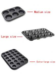1 Set - 6/12/24 Cup Non-Stick Muffin And Cupcake Baking Pans - Durable Carbon Steel, Easy Release, Suitable For Baking Trays, Also For Brownies. Essential For Kitchen Oven Safety.