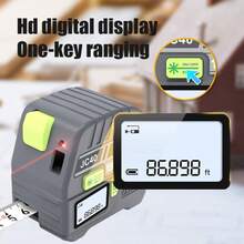 2 In 1 Digital Laser Tape Measure | 130ft/40m Laser Distance Meter Display On Backlit LCD Screen With 6.5ft/2m AutoLock Measuring Tape | Ft/Inch/Fractions/M/Mm(LX-201) - Grey - View 4