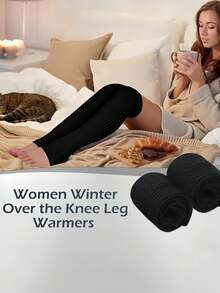 Long Leg Warmers, Women's 80s Party Ribbed Knit Dance & Sports Style, Comfortable & Warm - Multicolor - View 4