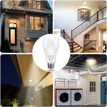Kasotile LED Motion Sensor Light Bulb, A19 60Watt Equivalent Motion Activated Dusk To Dawn Security LED Bulb, Energy Efficient 9W, E26 Base, Auto On/Off Indoor Lighting Porch, Stairs, Hallway, Garage, Yard, 3000K Warm Light/6000 White Light,2 Packs - White - View 7