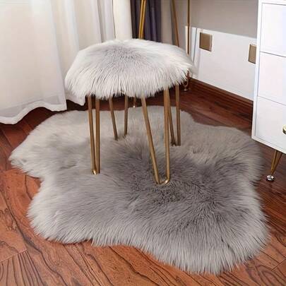 1 件云朵形灰色仿羊毛地毯 - 现代简约设计，适用于客厅、卧室和家居装饰 - 柔软绒面，橡胶底背衬，可机洗 - 冬季礼物，厚地毯，秋冬季绒面地毯，厚地毯，圣诞装饰，厨房地毯