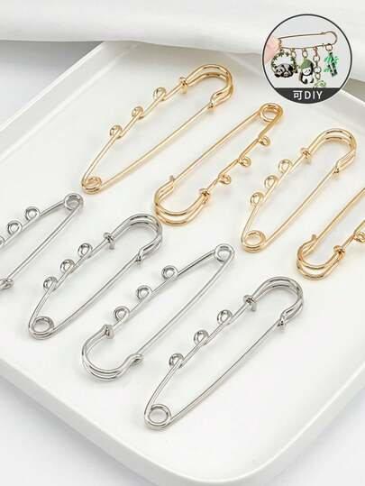 5枚/10枚 2英寸 3孔 银色/金色金属胸针别针，DIY胸针配件 办公配饰 衬衫外套饰品 圣诞节万圣节服装别针 趣味可爱教师礼物 服装配饰 包包挂饰