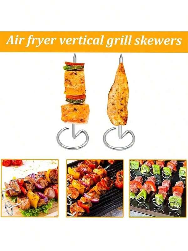 10/20PCS Air Fryer Stainless Steel Vertical BBQ Stick, Chicken Wings Grill Kebabs Stick, Vertical BBQ Stick, Suitable For Family Kitchen, Outdoor BBQ Camping, Hiking, Grilling Tools, Convenient Kitchen Utensils, Kitchen Gadgets