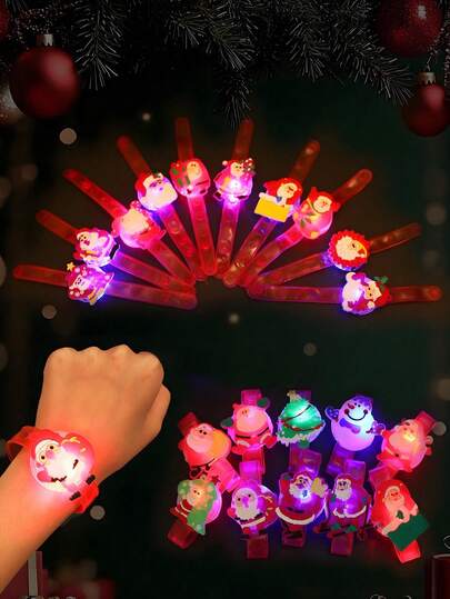 12 piezas - Pulsera de Navidad con LED que se ilumina, correa de reloj con luz intermitente, brazalete decorativo, relleno de bolsa de regalo para cumpleaños, graduación, boda, fiesta, decoraciones de fiesta, que brilla en la oscuridad, juguetes para bolsas de fiesta, accesorios festivos, recuerdos de fiesta, juegos al aire libre, suministros de fiesta con luz, decoraciones navideñas, regalos de cumpleaños, accesorios de filmación (estilo aleatorio)