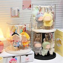 1 件毛绒玩偶 360° 旋转收纳盒，适用于拉布布，亚克力防尘收集柜，玩偶吊坠圆柱形旋转展示架，非常适合怪物毛绒玩具（不含玩偶），毛绒玩具旋转展示盒|玩具收纳整理器，玩具展示盒 - 彩色 - 查看 5