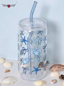Cốc thủy tinh có ống hút hình bướm và vỏ sò, cốc có ống hút hình chai, cốc có ống hút Matcha - Món quà tuyệt vời nhất cho bạn bè! - Nhiều màu - Xem 8