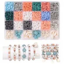 1 盒海洋主题串珠首饰制作套件，夏季度假风格友谊手链，粘土珠子用于珠宝制作 DIY、项链和耳环，节日礼物 - 彩色 - 查看 10