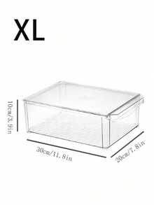 1pc Transparent Rectangular Refrigerator Vegetable & Fruit Storage Box - Clear - View 12