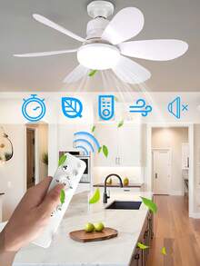 6-Blade LED Ceiling Fan With Light And Remote Control, E27 Base, 40W Dimmable LED Ceiling Fan Suitable For Bedroom And Living Room, 3 Wind Speeds, Timer, Night Light Function