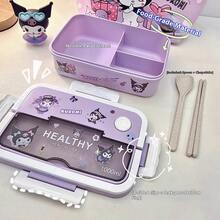 Sanrio 1pc Sanrio Kuromi, Cinnamoroll, My Melody Portable Lunch Box Set - Leak-Proof Sealed Lid Design, Large Capacity Bento Box, Cartoon DIY Stickers, Microwave , Suitable For School, Office, Travel, Picnic, Kitchen Storage, Christmas Gift, Holiday Present, Birthday Gift