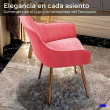 KITUL Juego de 2 Sillas con Reposabrazos Terciopelo Sillas Cocina con Respaldo de Cojín Asientos Modernos para Ocio Mediados Siglo para El Hogar y la Oficina Rosa - Rosa - Ver 6