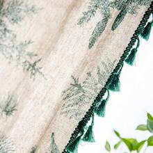 Boho Curtain 84 Inches Length For Bedroom, Printed Cotton Linen Rod Pocket Semi Blackout Farmhouse Bohemian Tassels Window Treatment For Living Room, 1 Panel 59" W X 84" L, Green Forest - 綠色森林59Wx84LPackof1 - 查看 4