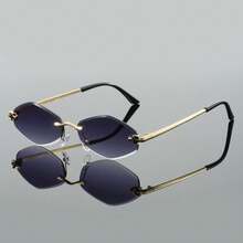 1 件装无框时尚钻石形豹纹时尚眼镜，前卫时尚，优雅 - 彩色 - 查看 3