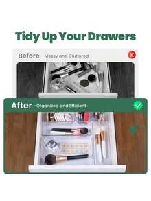 25pcs Clear Plastic Drawer Organizer Set, 4 Sizes Of Clear Drawer Organizers And Storage Bins For Cosmetic/Jewelry Dressers, Kitchen Gadgets Or Office Desks. Bathroom Drawer Organizer Tray With Anti-Slip Mat, Kitchen Storage Dividing Box, Box,Cabinet,Rack For Outdoor Storage