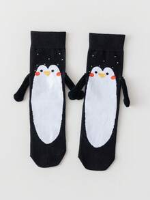 1/2/5 pares de calcetines magnéticos para parejas, calcetines con patrón navideño lindo que se unen automáticamente, calcetines cómodos hasta el tobillo para primavera y otoño - Multicolor - Ver 14