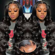 CEXXY 200% Glueless Body Wave Human Hair Wigs Wear And Go 7x5 Hd Lace Closure Wig - Natural Black - Xem 5