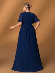 Faeriesty Mosy ​Elegant Plus-Size Mother Of The Bride Dress With Flattering Heart-Shaped Neckline, Feminine Ruffled Short Sleeves, And Graceful A-Line Skirt - Perfect For Weddings, Formal Evening Dinners, Upscale Banquets, Grand Receptions, Ceremonial Galas​