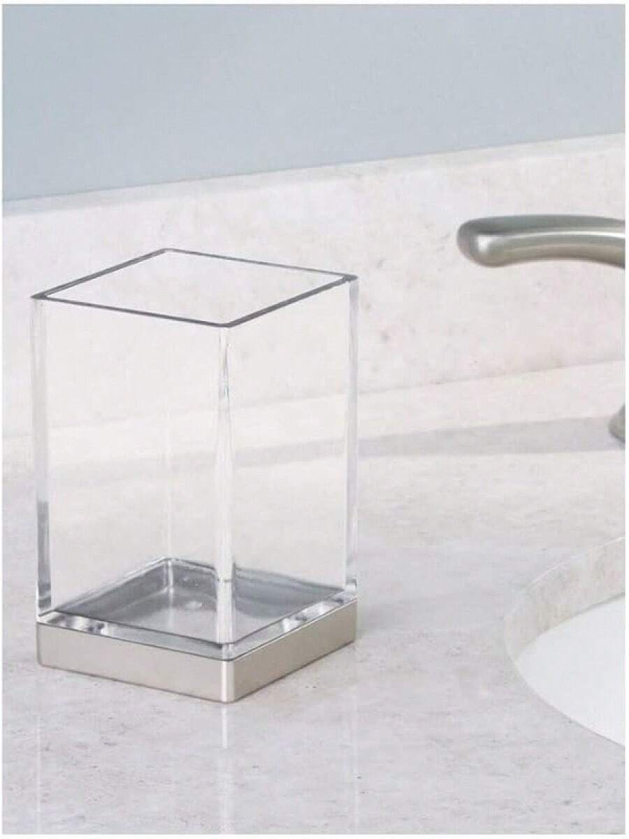 InterDesign 41180 Clarity Recipiente para bolas de algodón, hisopos de algodón, sales de baño - Florero - Ver 1