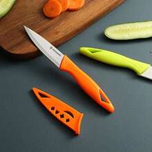 Paring Knife 8PCS Paring Knife Set With Cover Small Kitchen Vegetable Fruit Knives 3.5 Inch Ultra Sharp PP Handle - 彩虹粉紅橙色綠色黃色 - 查看 6