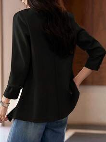 女式单排扣长袖西装外套，袖口带纽扣