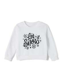 Mommy And Me Matching Christmas Sweatshirts Family Matching Xmas Outfits Long Sleeve Crewneck Let It Snow/Merry Christmas/Merry Bright Letter Print Sweatshirts Pullover Tops Winter Fall Clothes - 白色 - 查看 9
