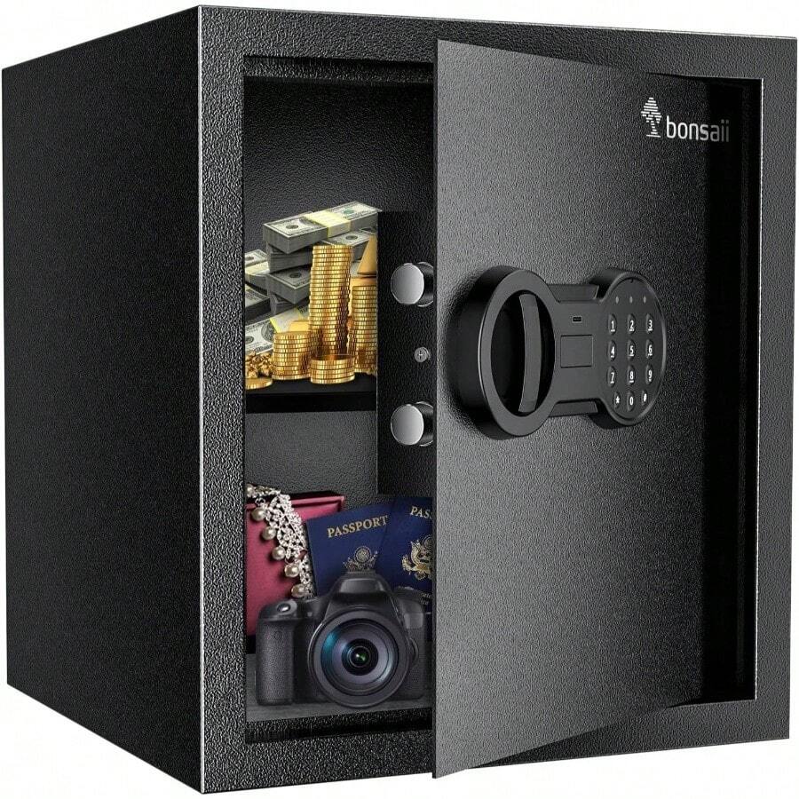 Steel Safe Box With Digital Keypad Lock, 1.2 Cubic Feet Security Document Safe With Removable Shelf Home, Hotel, Office, Valuables, Money, 12.99x 14.17x 12.99 Inches - 1.20 cu.ft. - View 1
