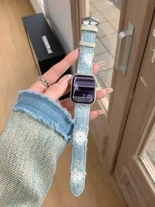 1 pieza Compatible con la correa del Vintage, correa de cuero vaquero rasgado y desgastado para hombre y mujer, compatible con Apple Watch 38/40/41/42/44/45/46/49mm, compatible con Apple Watches Ultra/SE/10/9/8/7/6/5/4/3/2/1 Series, compatible con accesorios de , estilo vaquero del oeste, regalos para novio, regalos para mujeres