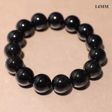10/12/14/16mm Classic Black Agate Natural Stone Bracelet Men Charms Beaded Elastic Bracelets - 14毫米 - 查看 8