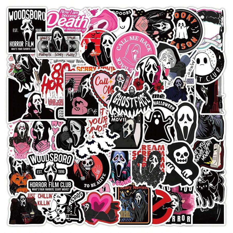 50pcs Cute Death Reaper Graffiti Stickers Black Pink Gothic Skull ...