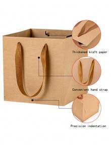 Large Kraft Paper Gift Bags With Handles Square Gift Bags Bulk, Large Shopping Merchandise Bags, Wedding Bags, Birthday Party Favor Bag Goodie Craft Retail Bag,Gift Bags Small Paper Bags With Handles Bulk Kraft Brown Paper Shopping Wedding Birthday Party Favor Gift Bags