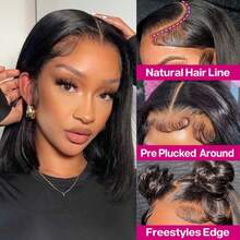 12 Inch 13x4 HD Lace Frontal Short Straight Bob Wig Glueless Wig Virgin Brizilian Hair Wigs 200% Density Glueless Wig With Fiber Wig Beginner For 13x4 Ear To Ear Lace Front Long Hair Pre Plucked Natural Hairline Straight Bob Wigs Daily Use