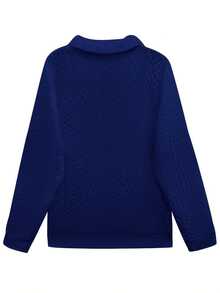 Women's Clothing For Fall & Winter: Zipper Textured Pullover Sweatshirt, Casual Solid Color Long Sleeve Sweatshirt, And Cable Texture Quarter-Zip Sweatshirt. These Casual Long-Sleeve Pullovers Are Soft & Cozy, Making Them Gift For Women.  Active Wear Women   Summer  Gym Mujer  Gym Mujer  Workout Clothes For Women  Sweatshirts For Women  Women's All Season Clothes Women's Spring Clothes Women's Summer Clothes Women's Year Round Outfits Spring Fashion For Women Summer Fashion For Women - 藍色 - 查看 2