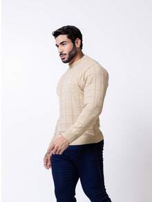 Luxury Knitted Sweater, Men's Blouse, High Quality, Immediate Shipping, Winter, Father's Day - Màu be - Xem 2