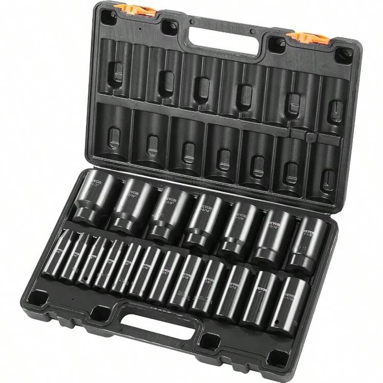 12 Drive Impact Socket Set, 65 Piece SAE 38 To 1 - 14 And Metric 10 - 24mm, 6 Point Alloy Steel Auto Repair, Easy - To - Read Size Markings, Rugged Construction, Storage - 1/2吋 19件 - 查看 9