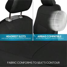 PolyPro Car Covers Full Set In Gray On Black, Front And Rear Split Covers, Easy To Install Car Seats Cover Set And Accessories Auto Trucks Van SUV - Gray - Solid Black - View 8