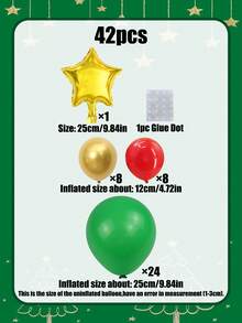 42 قطعة مجموعة بالونات شجرة عيد الميلاد، بالونات شجرة عيد الميلاد الخضراء والنجوم الذهبية، مناسبة لديكور عيد الميلاد/الحدائق/المنزل