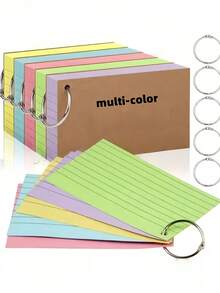500 Pieces Ruled Index Flash Cards Colored Index Cards With Rings 3*5 Inch Flash Note Cards For Studying Office Home School And To Do List. Random Colors. School Supplies, Perfect For Thanksgiving, Christmas, And Saudi National Day Gifts.