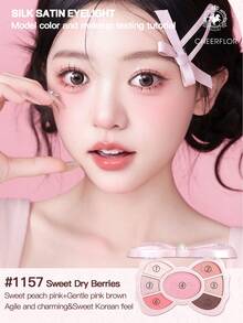 CHEERFLOR GIRLS BOWKNOT Makeup Palette, Matte Shimmer Powder Eyeshadow Pallet, Highly Pigmented, Long-Lasting Bright Shimmer Matte Eyeshadow, Light, Smooth, With Mirror, Highlighters Contour Blush Powder All In One Makeup Pallet