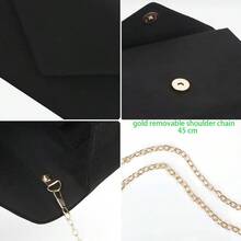 Clutch Purse Women Evening Bags Handbags Wedding Party Cocktail Prom Faux Suede Crossbody Shoulder Bag - Đen-2 - Xem 6