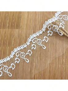 1 码黑白音符图案蕾丝面料边缘带刺绣饰边，适合 DIY 缝纫工艺品和服装制作 - 彩色 - 查看 9