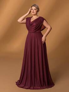 Faeriesty Mosy Plus Women' Draped Collar Sleeveless Formal Party Dress&Mother Of The Bride Dresses