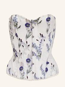 Top halter cu corset și imprimeu lavandă, 1 bucată, pentru femei, cu design frumos la spate. - Lavandă - Vizualizare 2