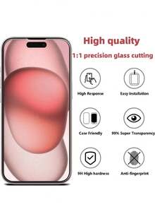 2 件 9H+ 硬度兼容 16 15 14 13 12 11 Pro Max 屏幕保护膜（防刮、防碎、防摔），手机配件防水防震防摔防刮防指纹屏幕保护必备品，适用于日常防护、办公室、家用手机屏幕保护膜