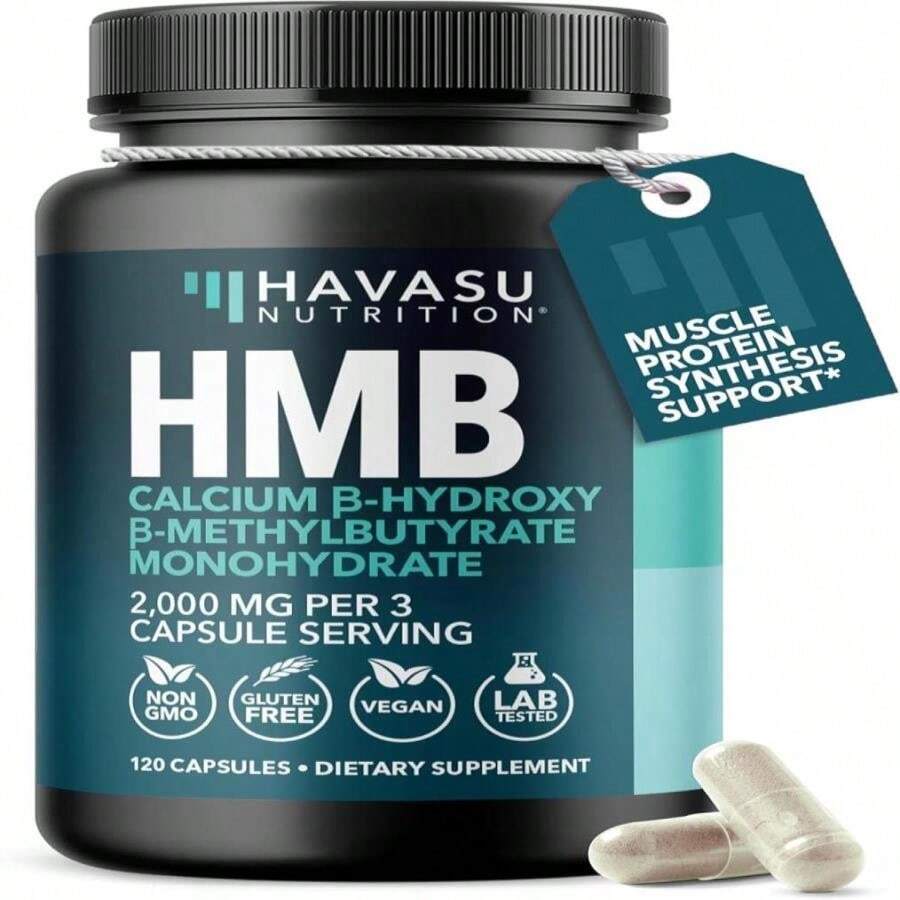 HMB Capsules 2000mg - HMB Supplements For Men And Women - Calcium B-Hydroxy B-Methylbutyrate Monohydrate - 120 Capsules - Supports Muscle Protein Synthesis - Vegan, Non-GMO, Gluten Free - 40 Servings - Flavor NameB - 查看 1