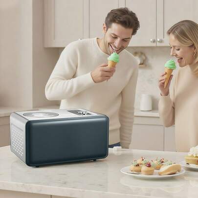 Automatic Ice Cream Maker With Built-In Compressor, 1.5 Quart No Pre-Freezing Gelato Maker, Stainless Steel Electric Sorbet-Maker, 3 Modes Compressor Ice Cream Machine For Home Kitchen