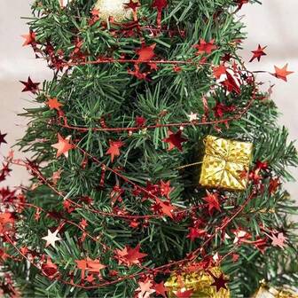 7.5-Meter Star-Wire Christmas Tree Decoration Accessories, Five-Star Christmas Colorful Streamers, Fashionable Webbing Accessories, Gift Boxes, Wedding Decorations, Christmas Tree Decorations, Christmas/Valentine's Day/Mother's Day/Festival Decorations, Exhibition Hall Decorations, Wedding Flower Arrangements, Bridal Clothing, Festival Decoration Bead Chains, Stage Props, Birthday Party Decorations