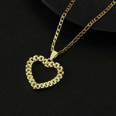 dollrinboy 1Pc 14k Gold Plated Hip Hop Unique Design Nugget Diamond Shape Charm Pendant Necklace For Women Men With 3mm Stainless Steel Figaro Chain