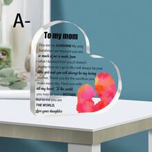 1pc Dearest Mom, Mother's Day Transparent Acrylic Heart Souvenir Gift, Mother And Daughter Pink Silhouette, Best Birthday Gift For Mom, Best Holiday Gift - Ornaments - View 2