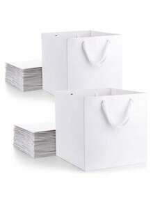 Large Kraft Paper Gift Bags With Handles Square Gift Bags Bulk, Large Shopping Merchandise Bags, Wedding Bags, Birthday Party Favor Bag Goodie Craft Retail Bag,Gift Bags Small Paper Bags With Handles Bulk Kraft Brown Paper Shopping Wedding Birthday Party Favor Gift Bags